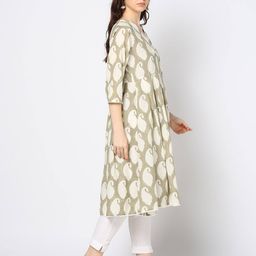svrnaa by azorte Block Print Flared Kurta image 2