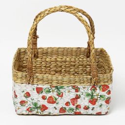 habere india Strawberry Print Seagrass Hamper Basket with Handle image 2