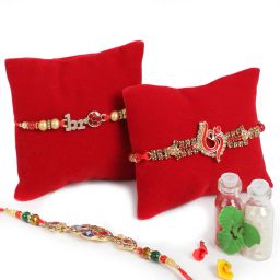 international gift Set of 2 Rakhis with Bottle & Raksha Bandhan Printed Box image 2