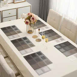 monkdecor Set of 8 Checked Table Placemats 18 " x 12 " image 2