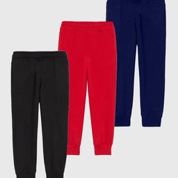 kuchipoo Pack of 3 Typographic Print Joggers with Drawstring Waist image 2