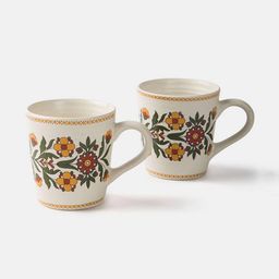 fabindia Ceramic Casted Pushp Mug- Large Set Of 2 image 2