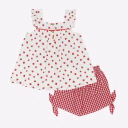 h by hamleys Strawberry Print Top with Checked Shorts image 2