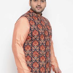 kisah plus Men Leaf Print Regular Fit Nehru Jacket image 2