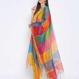 clora creation Polka-Dot Pattern Woven Dupatta image 2