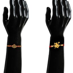 Set of 2 Tie-Up Mahi Combo of Hanuman and Om Rakhis image 2