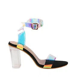 shoetopia Holographic Strap with Transparent Block Heels image 2