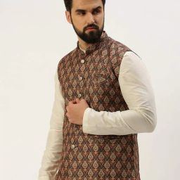 showoff Printed Nehru Jacket with Inserted Pockets image 2