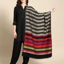 signet -scarves & shawls Geometric Print Stole with Fringed Border image 2