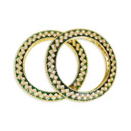 the pari Set of 2 Kundan-Studded Slip-On Broad Bangles image 2