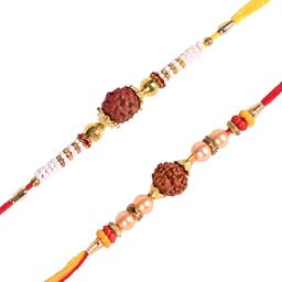 jewelz Set of 2 Rudraksh & Pear Beaded Tie-Up Rakhis image 2