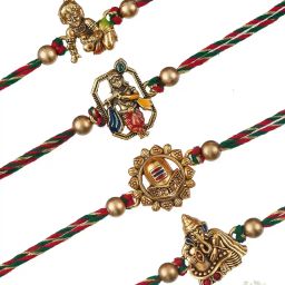 ecraftindia Set of 4 Krishna Ji Beaded Rakhis image 2