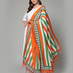 clora creation Striped Dupatta with Tassels image 2