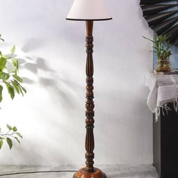 devansh Wooden Floor Lamp Stand with Base & Shade image 2