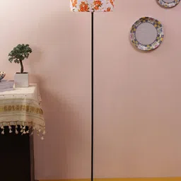 devansh Iron Base Floor Lamp with Floral Print Shade image 2