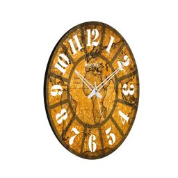 olive tree World Map Print Silent Movement Wooden Wall Clock image 2