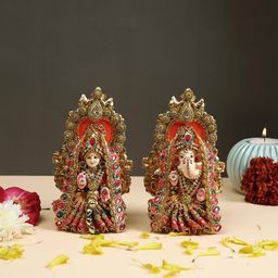 aapno rajasthan Set of 2 Handcrafted Laxmi Ganesh idols image 2
