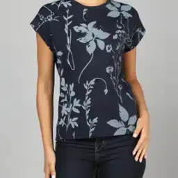 Shein Medium Length Extended Sleeve Floral Print Top-image-1