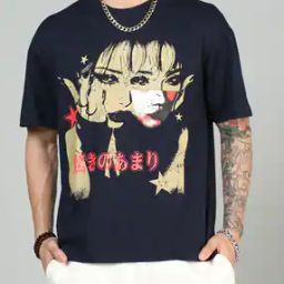 Shein Drop Shoulder Graphic Front Print Crew Tshirt-image-125