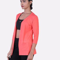 laasa Solid Front-Open Shrug with Insert Pockets image 2