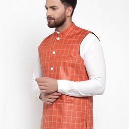 jompers Checked Nehru jacket with Button Closure image 2