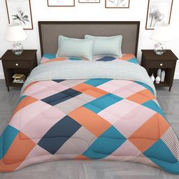 Story@home Polyester Double King Sized Bedding Set - Bedsheet & Comfotor Combo, Peach image 2