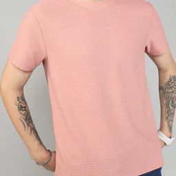 Shein Street Medium Length Short Sleeves Textured Crew Tshirt-image-33