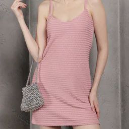 Shein Spaghetti Strap Textured Mini Shift Dress-image-10
