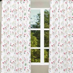 haus & kinder Pack of 2 Floral Print Window Curtains with Chrome Eyelets image 2