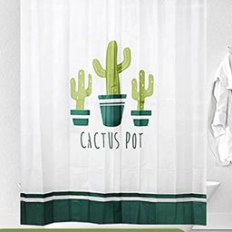 homewards Cactus Print Shower Curtain with Hooks image 2