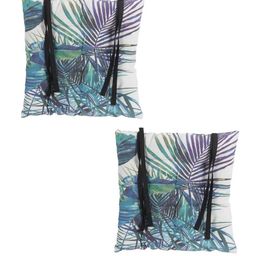 homely by romee Set of 2 Leaf Print Chair Pads with Strings 16" x 16" image 2