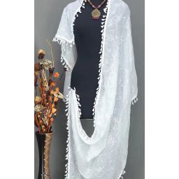 fab window Embroidered Dupatta with Tassels image 2