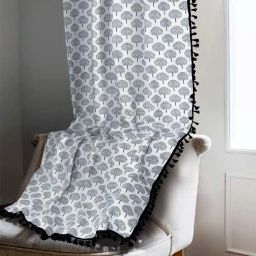 cortina eyelet curtain Tree Print Window Curtain with Tassels image 2