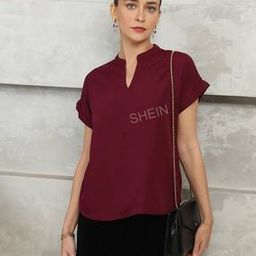 Shein Casual Medium Length Extended Sleeves Wine Top-image-75