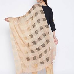 clora creation Checked Dupatta with Tassels image 3