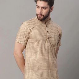 aarsha Checked Short Kurta with Patch Pocket image 3