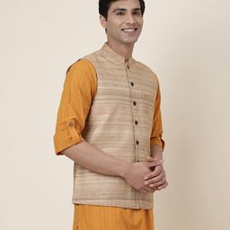 fabindia Mandarin-Collar Nehru jacket with Patch Pocket image 3