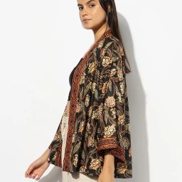 svrnaa by azorte Floral Print Shrug with Border image 3