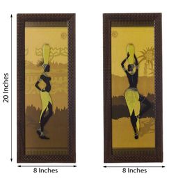 ecraftindia Set of 2 Tribal Lady Satin Matt Texture UV Art Painting image 3