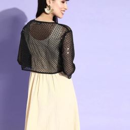 style quotient Embellished Shrug with Button & Loop Closure image 3