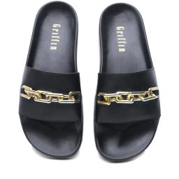 griffin Open-Toe Slides with Chain Accent image 3