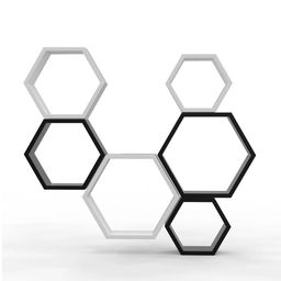 muren Combo of 6 Hexagon Floating Wall Shelves image 3