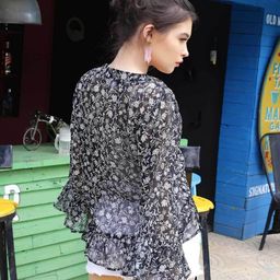 sera Floral Print Front-Open Shrug image 3