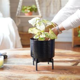 behoma Hammered Metallic Table Planter with Stand image 3