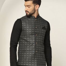 kisah Men Regular Fit Nehru Jacket with Patch Pockets image 3