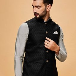 kisah Men Regular Fit Nehru Jacket with Patch Pockets image 3