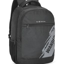 the vertical Men Typographic Print Laptop Backpack with Adjustable Straps image 3