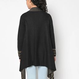 american eye Open Front Shrug with Printed Hem image 3