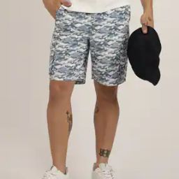 Shein Knee Length Camouflage City Shorts With Pockets-image-1