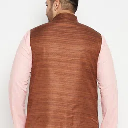 vastramay plus Tailored Fit Nehru Jacket with Insert Pockets image 3